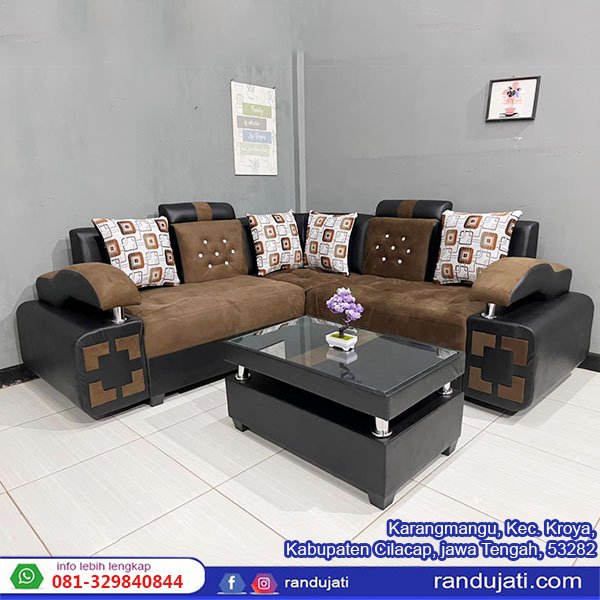 SOFA SUDUT TANGAN BUAYA COKLAT